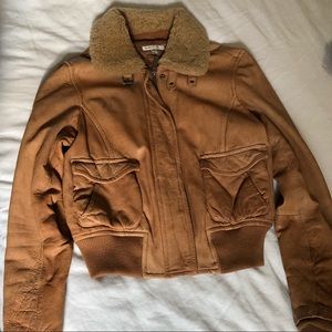 Beauty Camel Leather Vince Aviator Jacket